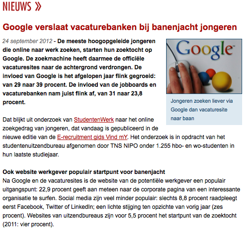 Managersonline.nl 1 Google verslaat vacaturebanken bij banenjacht jongeren